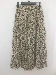 ◇ N. Natural Beauty Basic 総柄 ロング プリーツ スカート サイズM ベージュ系 ブラック レディース P  【1304010009985】