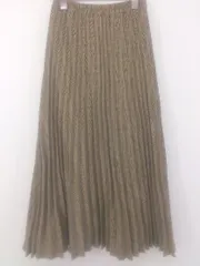 ◇ continuer de NICE CLAUP チェック ウエストゴム ロング プリーツ スカート サイズF ベージュ系 マルチ レディース E 【1304050005701】