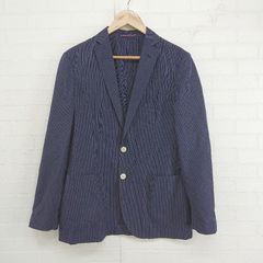 ◇ MALE&Co. メイルアンドコー ピンストライプ 2B 長袖 テーラード ジャケット サイズL ネイビー メンズ E  【1304050001802】