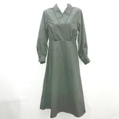 ◇ ur's ユアーズ ジップアップ ウエストゴム 裏地 シンプル 長袖 ひざ丈 ワンピース サイズM ブラック系 レディース E 【1304050023743】