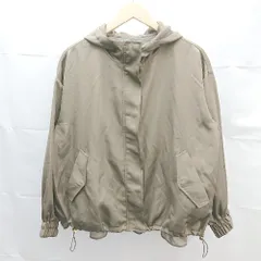 ◇ ESSEME　エシーム フード　ジップアップ　切り返し　裏地　シンプル 長袖 ジャケット サイズM オリーブ系 レディース E  【1304050023675】