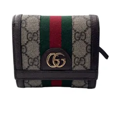 【中古】 GUCCI グッチ オフィディアGG  GGスプリーム 598662 コンパクトウォレット 3つ折り財布 男女兼用 ウィメンズ ブラウン 25001102 KJ