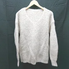 ◇ Olu. オルドット リブ Vネック 長袖 ニット サイズF ベージュ レディース E  【1304050024269】