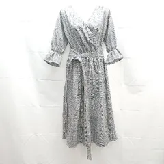 ◇ Andemiu アンドミュウ チェック柄 ウエストゴム 長袖 ロング ワンピース サイズF グレー レディース E  【1304050024245】
