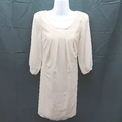 ◇ a.v.v アー・ヴェ・ヴェ ドット ウエストベルト ポリエステル 長袖 ひざ丈 ワンピース サイズS ベージュ レディース E  【1304050024122】