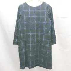 ◇ YECCA VECCA　イェッカヴェッカ チェック柄 バックジップ 長袖 ロング ワンピース サイズF ネイビー レディース E  【1304050024023】