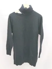 ◇ MURUA ムルーア タートルネック 肩開き 無地 裾リブ 長袖 ニット セーター サイズF ブラック レディース E  【1304050025136】