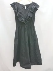 ◇ MAJESTIC LEGON フリル ウエストゴム ガーリー 無地 ロング ワンピース サイズM ブラック レディース E  【1304050025099】