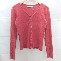 ◇ R JUBILEE アールジュビリー Vネック 前ボタン閉め 長袖 カーディガン サイズS レッド レディース E  【1304050025716】