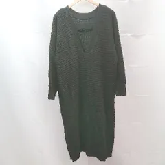 ◇ rectangle クルーネック Vカット サイドスリット ニット 長袖 ロング ワンピース フリーサイズ ブラック レディース E  【1304050025594】のサムネイル