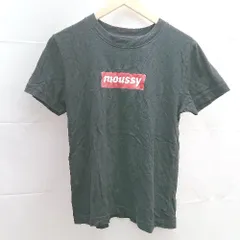 ◇ moussy マウジー 文字ロゴ クルーネック 半袖 Tシャツ サイズF ブラック レディース E  【1304050025433】