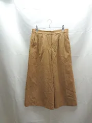 ◇ NATURAL BEAUTY BASIC ４タック フロントファスナー スエード生地 ガウチョパンツ サイズL ブラウン レディース E  【1304050026119】