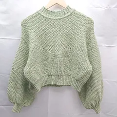 ◇ N. エヌ ハイネック ケーブル ショート丈 長袖 ニット セーター サイズM グリーン レディース E  【1304050025907】