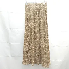 ◇ 美品 Te chichi ウェストゴム フラワープリント ロング プリーツ スカート フリーサイズ ブラウン モカ レディース E  【1304050025884】