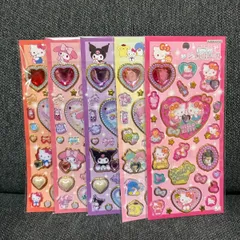 サンリオ キャラクター キラキラジュエルシール 5枚セット ハローキティ／マイメロディ／クロミ／ポムポムプリン／けろけろけろっぴ／タキシードサム　ジュエルシール