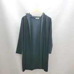 ◇ BEAMS HEART フード フリース 裏起毛 長袖 ガウン コート ジャケット カーディガン フリーサイズ ネイビー レディース E  【1304050027468】