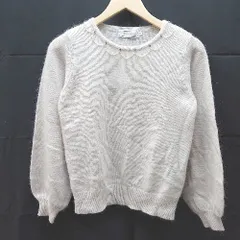 ◇ Couture Brooch　パール金属　クルーネック　ケーブル　起毛　シンプル 長袖 ニット サイズ38 クリーム系 レディース E  【1304050028793】