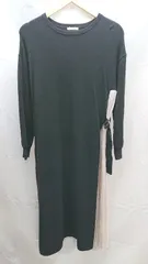 ◇ le.coeur blanc クルーネック　ケーブル　切り返し　長袖 ロング丈 ワンピース サイズ38 ブラック系 レディース E  【1304050028571】