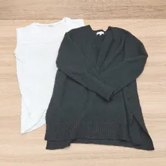 ◇ GLOBAL WORK インナーセット ニット カジュアル ノースリーブ ニットソー サイズM ブラック/ホワイト レディース E  【1304050043673】
