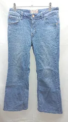 ◇ C17 ウォッシュド加工デニム ストレッチ フレア デニム サイズ30 ブルー レディース E  【1304050044724】
