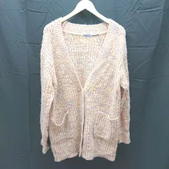 ◇ niko and … ニコアンド Vネック　ケーブル　起毛　総柄　ボタン 長袖 カーディガン サイズF オレンジ系 レディース E  【1304050044106】