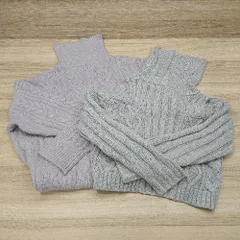 ◇ 《 GRL まとめ売り ２点 セット フリーサイズ 肩あき　タートルネック ケーブル ニット セーター レディース 》 E  【1304050043796】
