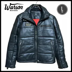 美品 Warson Motors ワーソンモータース レザー ライディング ライダース 羊革 キルティング ダウン ジャケット L