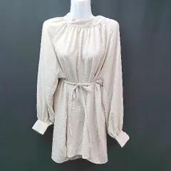 ◇ Ambre Neige ハイネック カジュアル ベーシック フェミニン 長袖 ブラウス サイズF ベージュ レディース E  【1304210001321】