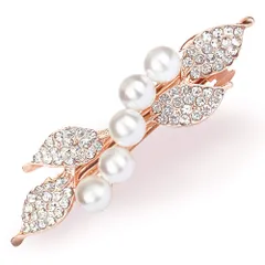 バレッタ パール ヘアピン 真珠 髪留め キラキラ ヘアクリップ 髪飾り卒業式 ヘアアクセサリー レディース 女の子 母 mefeny 結婚式 パーティ 入学式 お呼ばれ （ホワイト）