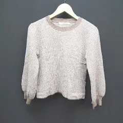 ◇ mysty woman ニット クルーネック 丸襟 カジュアル シンプル もちもち 長袖 セーター サイズF ベージュ レディース E  【1304210001673】