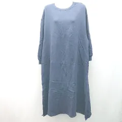 ◇ Samansa Mos２ シンプル カジュアル スウェット素材 ルーズ 長袖 ロング ワンピース サイズF ネイビー レディース E  【1304210011580】