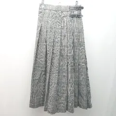 ◇ GLOBAL WORK ウエストゴム 裏地 チェック柄 プリーツ シンプル ひざ丈 フレア スカート サイズF グレー系 レディース E  【1304210025839】