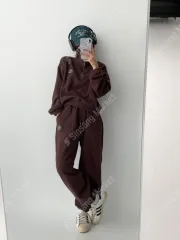 (繰越セール/当日配送) 2402 덤블フリース セットアップ - 밤색