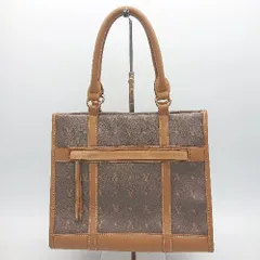 ◇ LE VERNIS フェイクレザー 合皮 総柄 ロゴマーク プリント上品 ハンド バッグ ブラウン レディース E  【1304210027543】