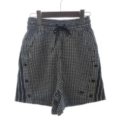 アディダス adidas 美品 ショートパンツ ギンガムチェック 黒 ブラック M ■FF