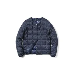 [タイオン] LADIESCREW NECK BUTTON DOWN JKT W104 ネイビー BASIC LINE CREW NECK BUTTON DOWN JKT NAVY 保温 防寒 アウター レディース ブラック ネイビー ダークチョコ 薄手 おし