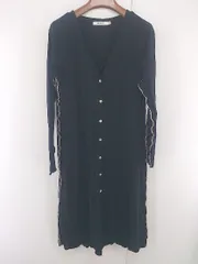 ◇ MOUSSY マウジー リブニット 長袖 ロング カーディガン サイズ F ブラック レディース E  【1305010001375】