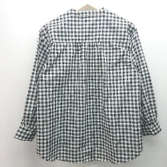 ◇ ROPE' PICNIC ノーカラー チェック柄 シンプル オシャレ カワイイ 長袖 シャツ サイズ38 ブラック系 レディース E  【1305020004281】