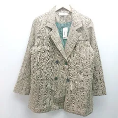 ◇ 新品 Girly Doll Vネック ダブルボタン 裏地 チェック柄 オシャレ 長袖 ジャケット サイズM ブラウン系 レディース E  【1305020004205】