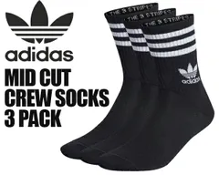 アディダス ミッドカット クルーソックス 3足組み adidas MID CUT CREW SOCKS 3 PACK BLACK il5022 EEF54 靴下 ブラック ソックス リサイクル素材 再生可能素材