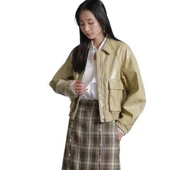 [ナノ・ユニバース] フェイクレザー ショート ブルゾン (セットアップ可) レディース S 040 ベージュ 669-4212304 0