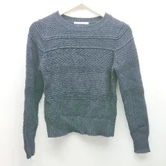 ◇ Urban Research Doors クルーネック ケーブル　切替 長袖 ニット セーター ワンサイズ ネイビー レディース E  【1305020006070】