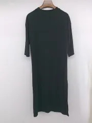 ◇ LOWRYS FARM クルーネック　シンプル 無地 リブ ５分丈 ミドル ワンピース Mサイズ ブラック レディース E  【1305020006612】