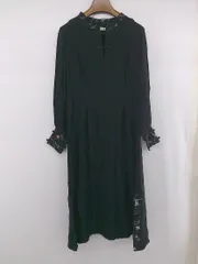 ◇ idem イデム チャイナボタン かわいい 綺麗め スリット 長袖 ロング ワンピース サイズF ブラック系 レディース E  【1305020018288】