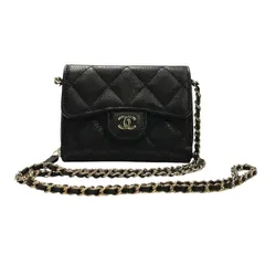 【中古】 CHANEL シャネル ショルダーバッグAP2569 マトラッセ ミニチェーン ウォレット 31番台 ココマーク キャビアスキン ファスナー ジップ ブラック 25004019 SA