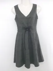 ◇ MAJESTIC LEGON チェック柄 ガーリー かわいい 綺麗め ひざ丈 ワンピース サイズM チャコールグレー レディース E  【1305020019995】