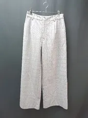 ◇ index インデックス チェック柄 裏地なし ウエストゴム仕様 ワイドパンツ サイズM グレー系 レディース E  【1305020021738】