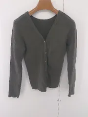 ◇ ur's ユアーズ リブニット Vネック 長袖 カーディガン サイズL チャコールグレー系 レディース P  【1305040007668】