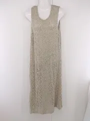 ◇ Neuna ヌナ バックスリット リネン混 ノースリーブ 膝下丈 ニットワンピース サイズF ベージュ系 レディース P  【1305040009914】