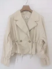 ◇ AS KNOW AS アズノゥアズ ブラウジング ショート 長袖 ジャケット コート サイズM ベージュ系 レディース E  【1305090007700】